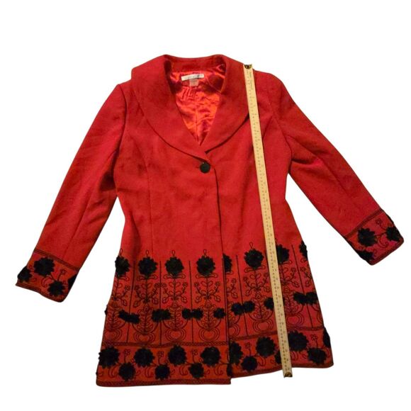 Peter Nygard Floral Dark Academia Jacket Coat Heavy Red Size 14 Whimsigoth - Picture 9 of 10